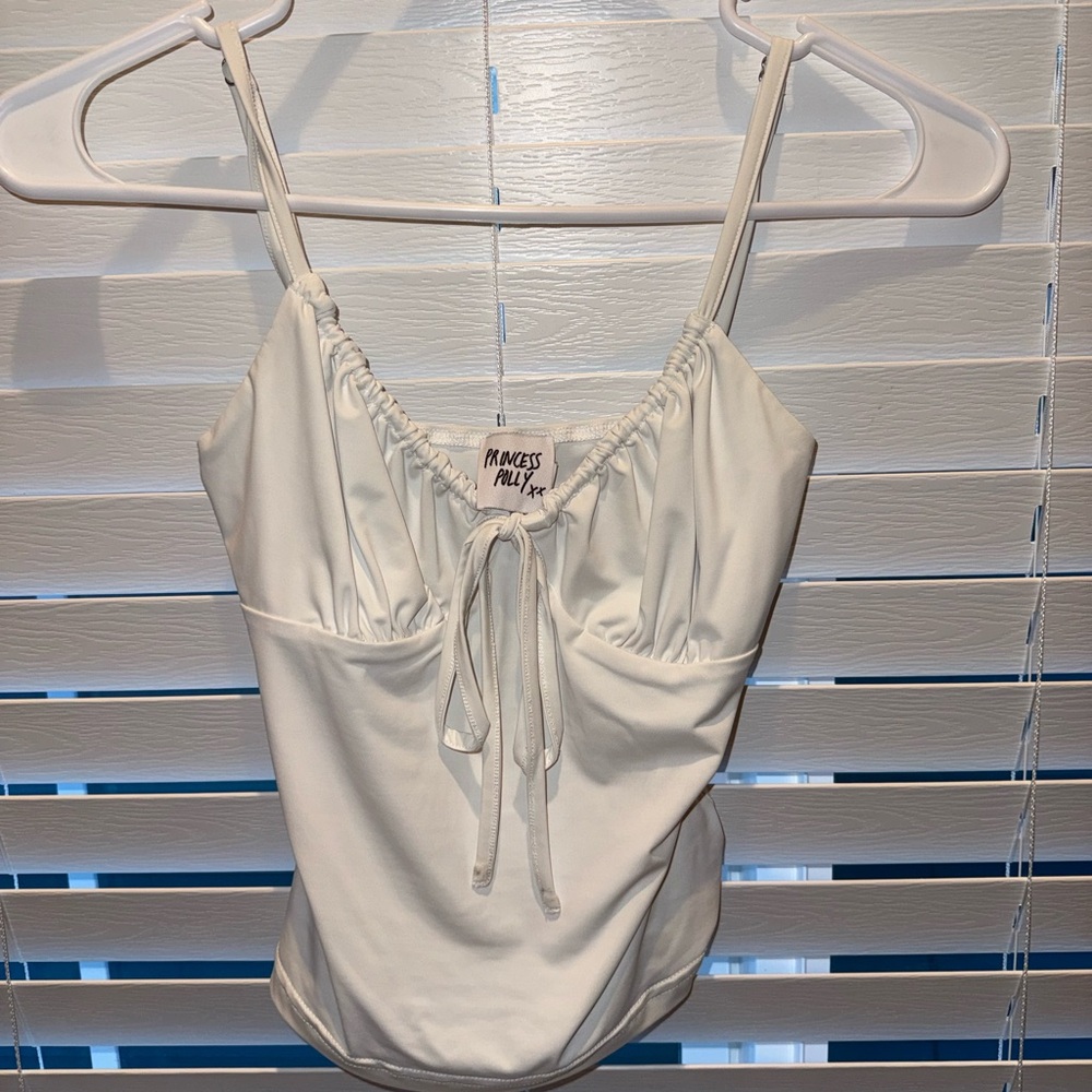 Princess Polly Ivory Tie-Front Spaghetti Strap Cami